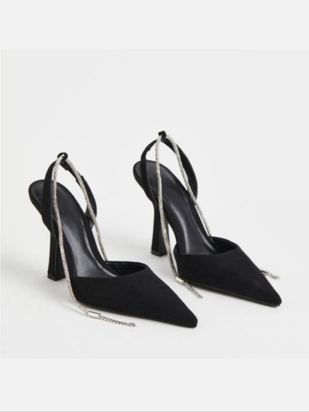 Pointed Toe Pump with Rhinestone Strap